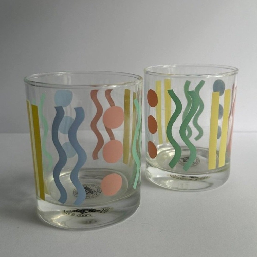 Vintage Pier 1 Imports Memphis-Style Rocks Glasses (Set of‎ 2)
